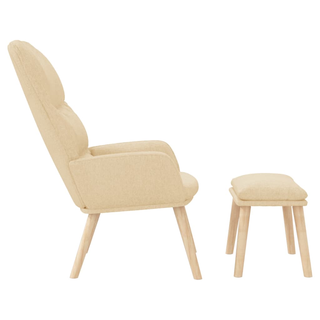 Relaxsessel mit Hocker Creme Stoff