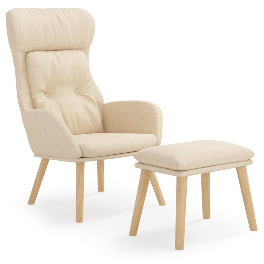 Relaxsessel mit Hocker Creme Stoff