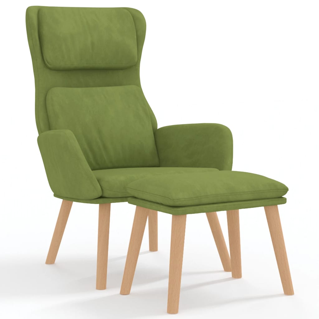 Relaxsessel mit Hocker Hellgrün Samt