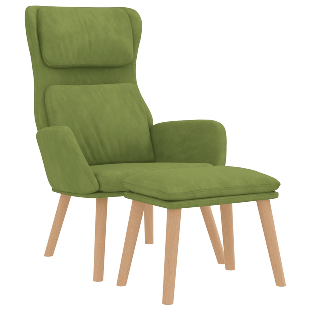 Relaxsessel mit Hocker Hellgrün Samt