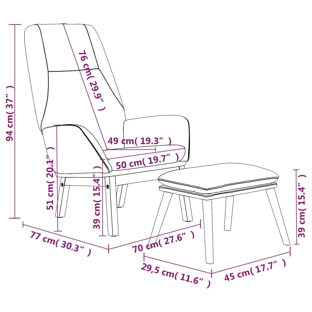 Relaxsessel mit Hocker Blau Stoff