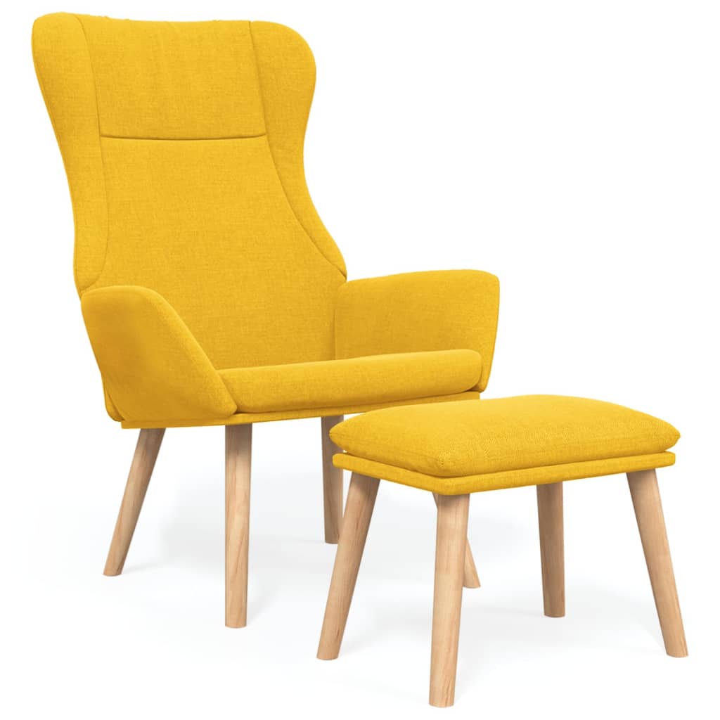 Relaxsessel mit Hocker Senfgelb Stoff