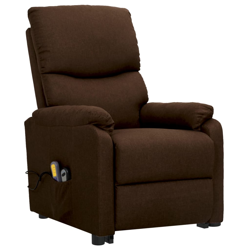 Massagesessel mit Aufstehhilfe Dunkelbraun Stoff