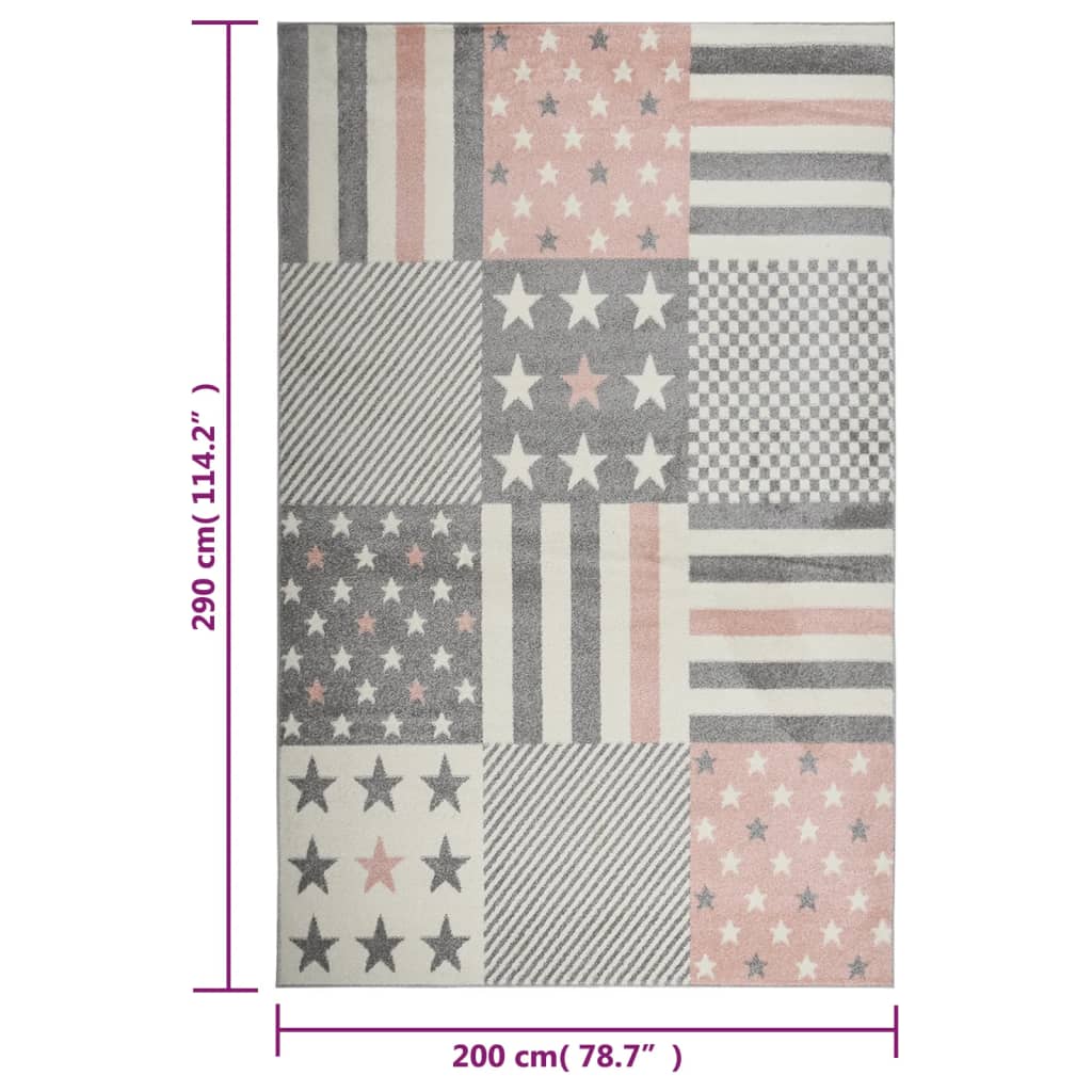 Kinderteppich 200x290 cm Sternenmuster Rosa