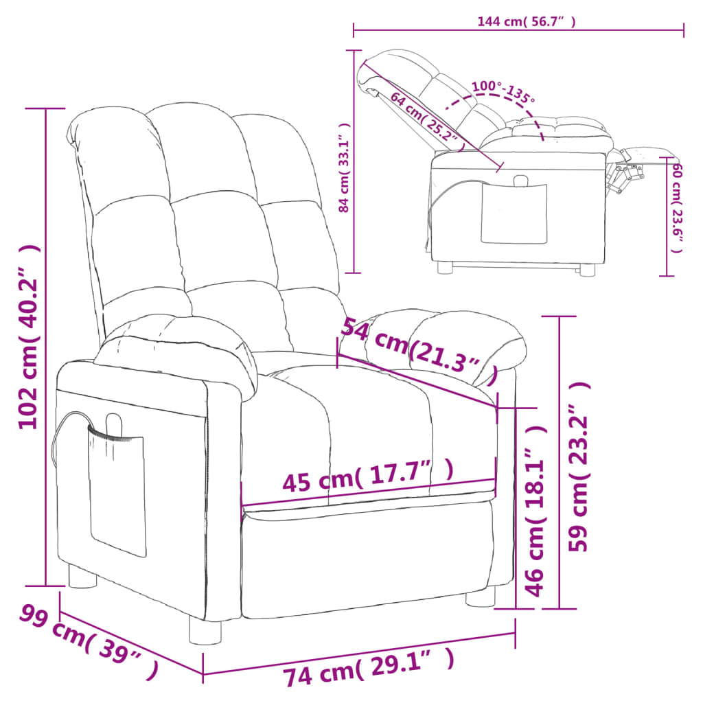Fauteuil de massage tissu crème