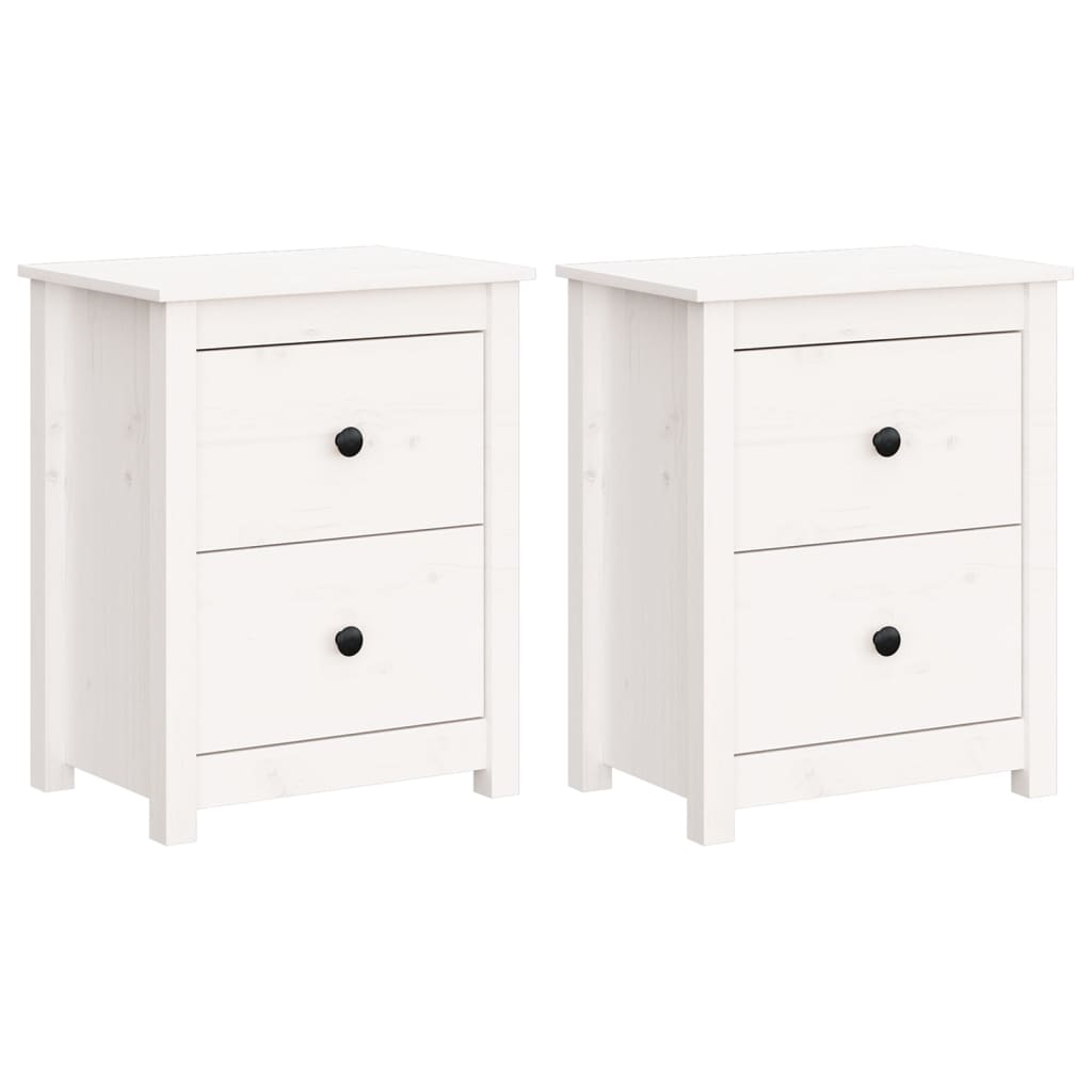 Tables de chevet 2 pcs. Blanc 50x35x61,5 cm bois de pin massif