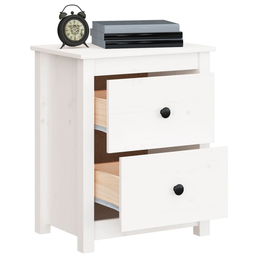 Tables de chevet 2 pcs. Blanc 50x35x61,5 cm bois de pin massif