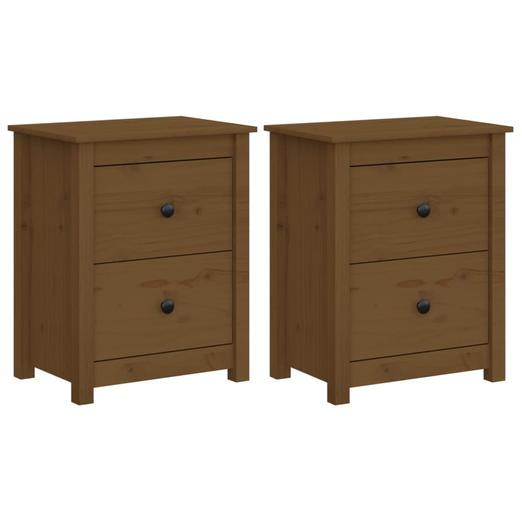 Tables de chevet 2 pcs. marron miel 50x35x61,5 cm en bois de pin massif