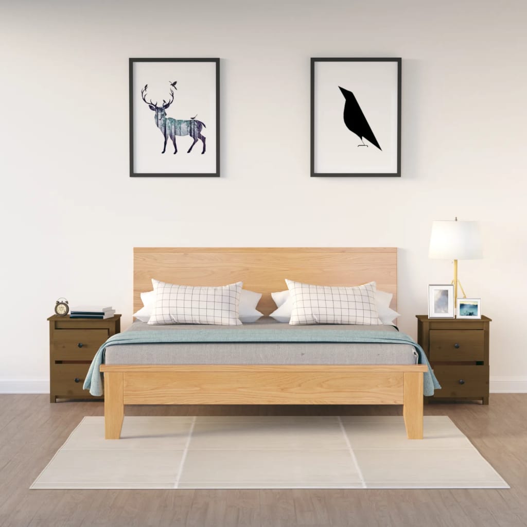 Tables de chevet 2 pcs. marron miel 50x35x61,5 cm en bois de pin massif