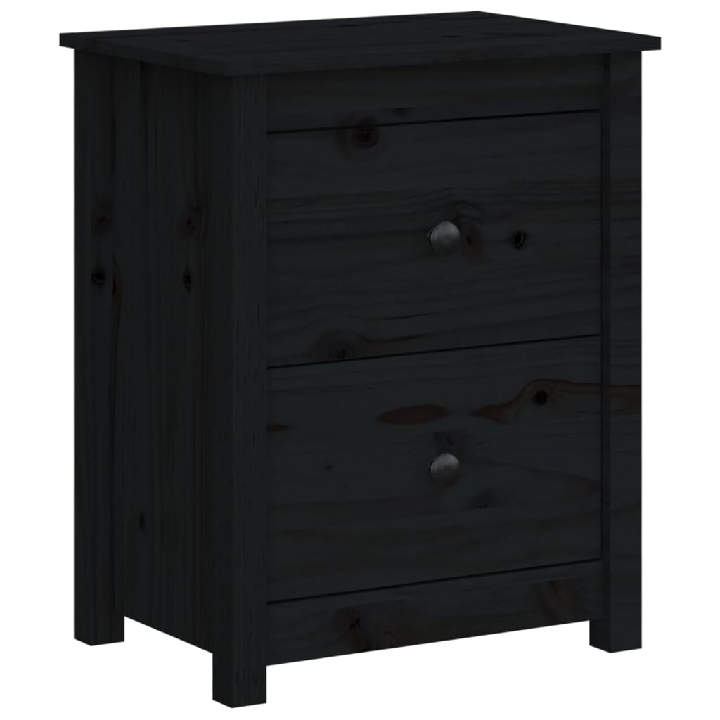 Tables de chevet 2 pcs. Noir 50x35x61,5 cm en bois de pin massif
