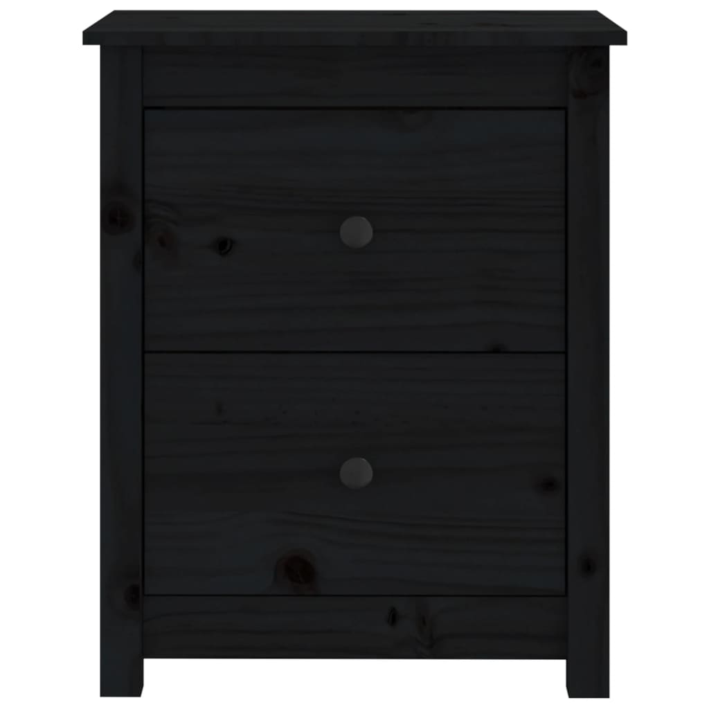 Tables de chevet 2 pcs. Noir 50x35x61,5 cm en bois de pin massif