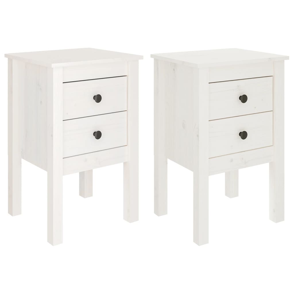 Tables de chevet 2 pcs. Blanc 40x35x61,5 cm en bois de pin massif