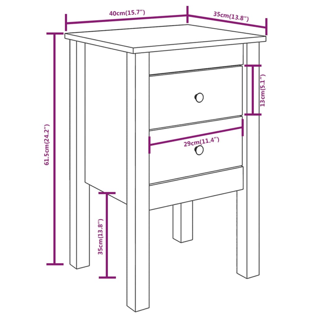 Tables de chevet 2 pcs. Blanc 40x35x61,5 cm en bois de pin massif