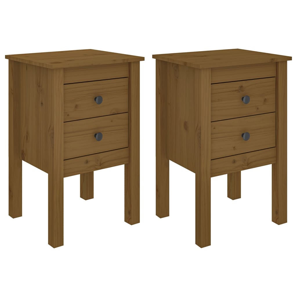 Tables de chevet 2 pcs. marron miel 40x35x61,5 cm en bois de pin massif