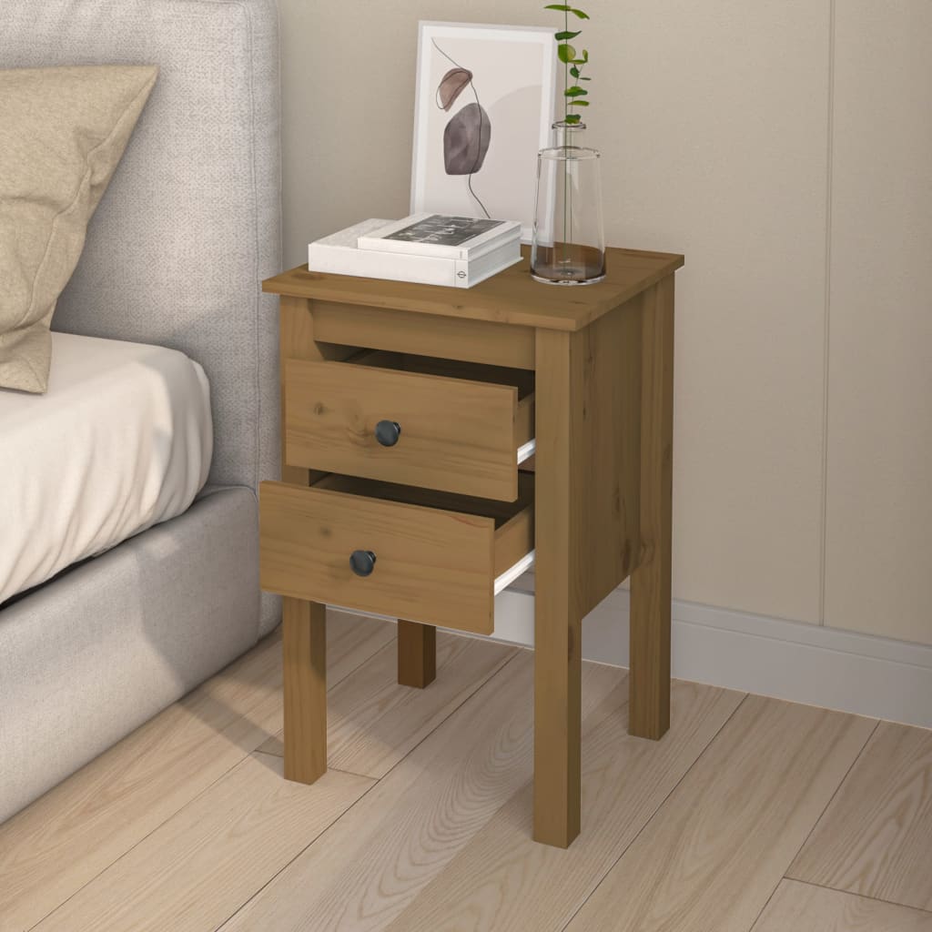 Tables de chevet 2 pcs. marron miel 40x35x61,5 cm en bois de pin massif