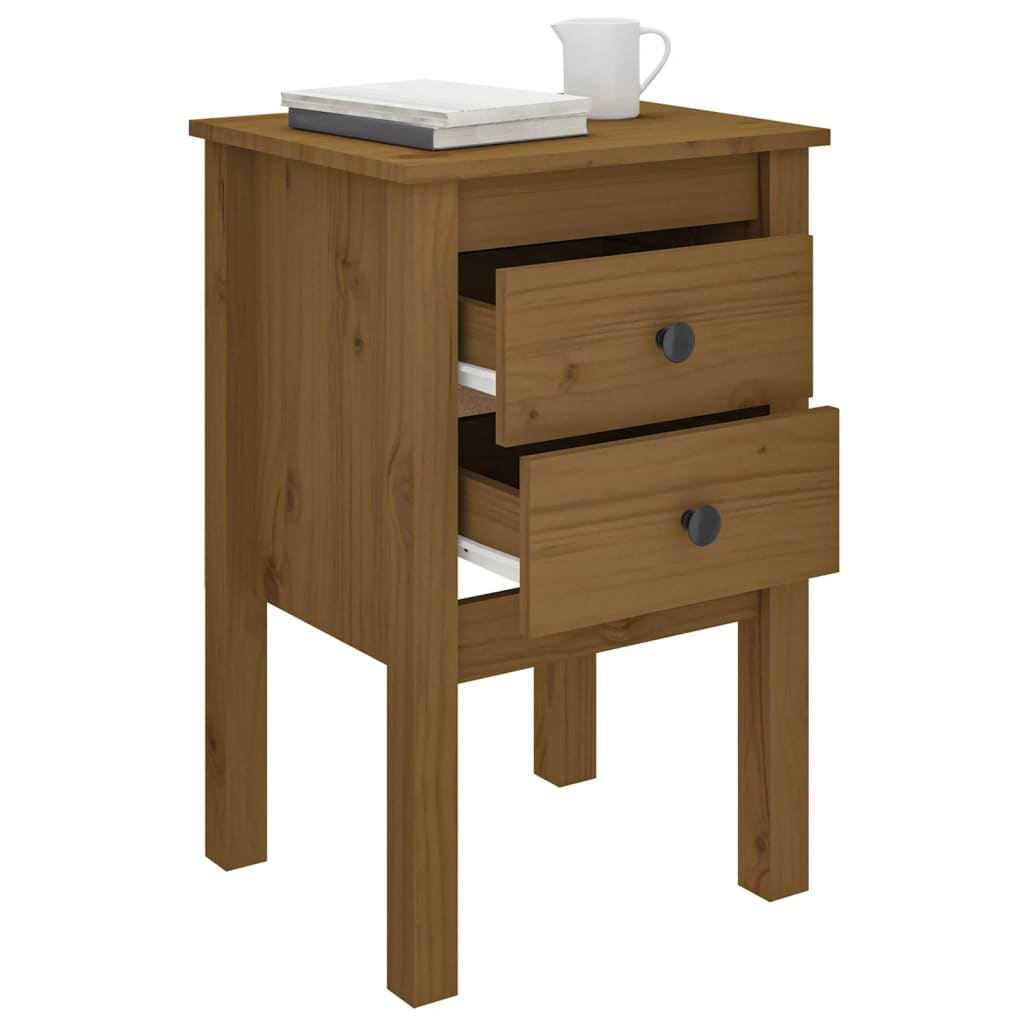 Tables de chevet 2 pcs. marron miel 40x35x61,5 cm en bois de pin massif