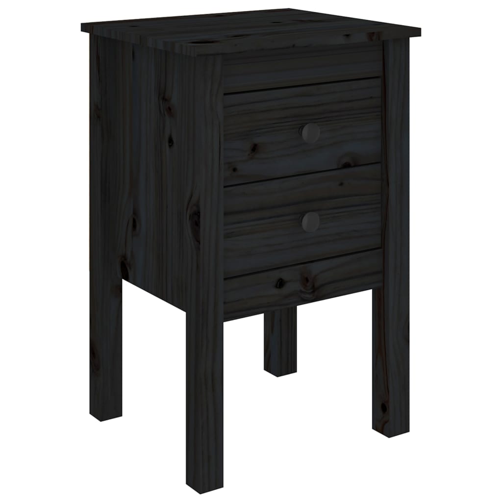 Tables de chevet 2 pcs. Noir 40x35x61,5 cm en bois de pin massif