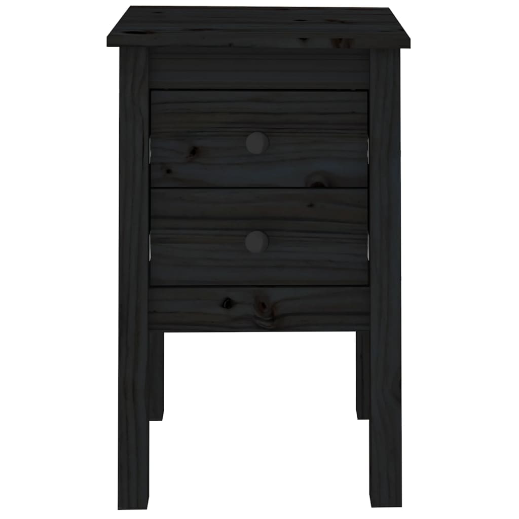 Tables de chevet 2 pcs. Noir 40x35x61,5 cm en bois de pin massif