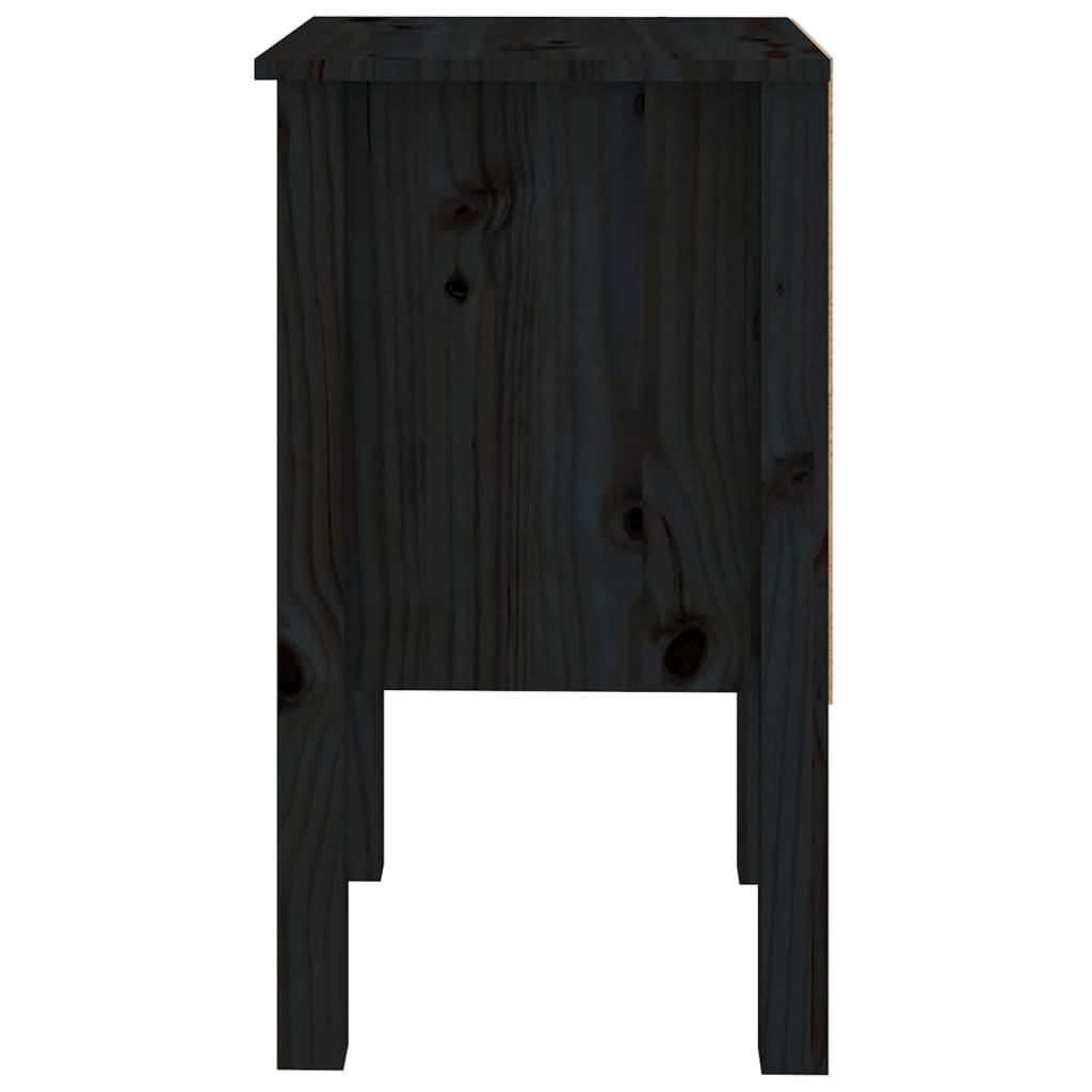 Tables de chevet 2 pcs. Noir 40x35x61,5 cm en bois de pin massif