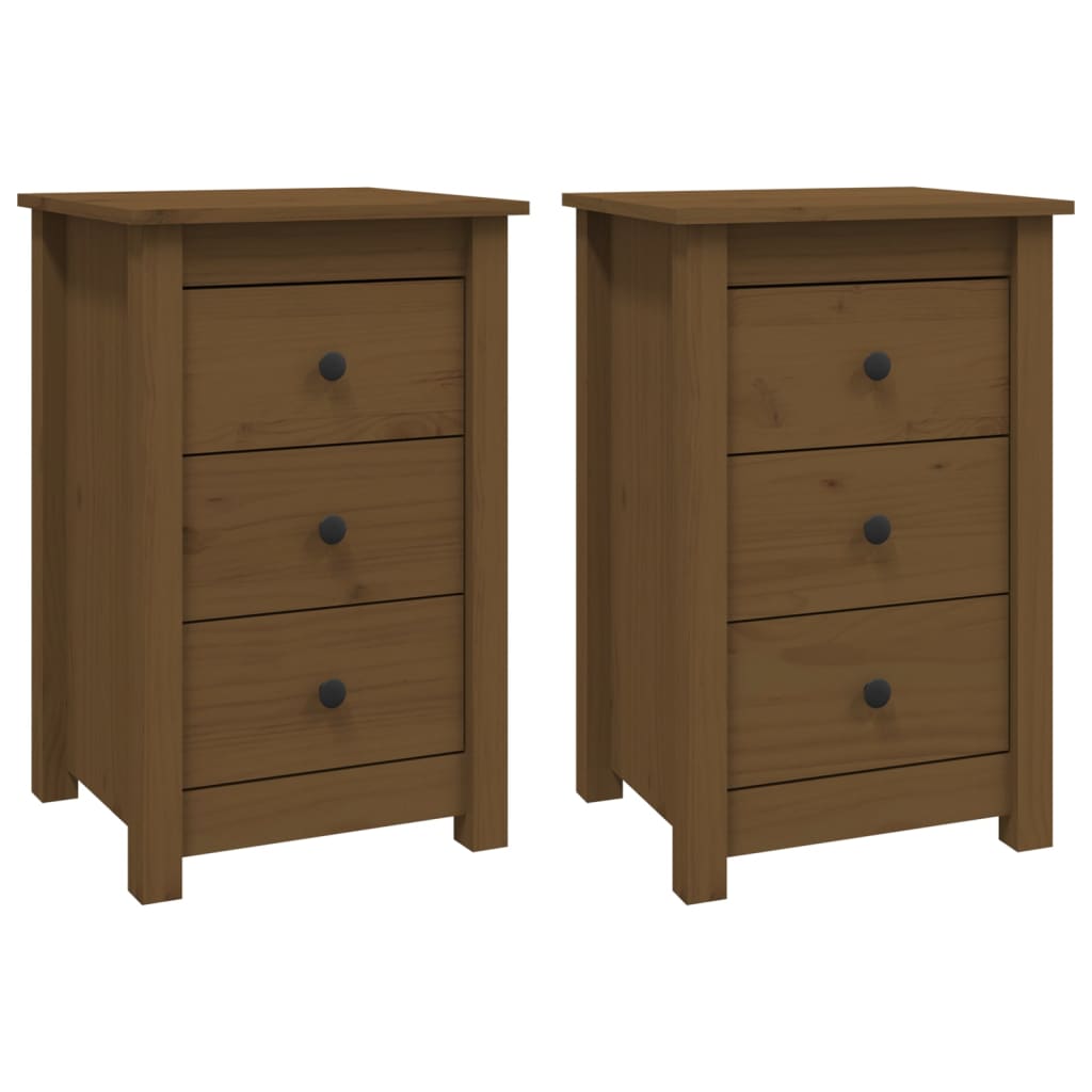 Tables de chevet 2 pcs. marron miel 40x35x61,5 cm en bois de pin massif