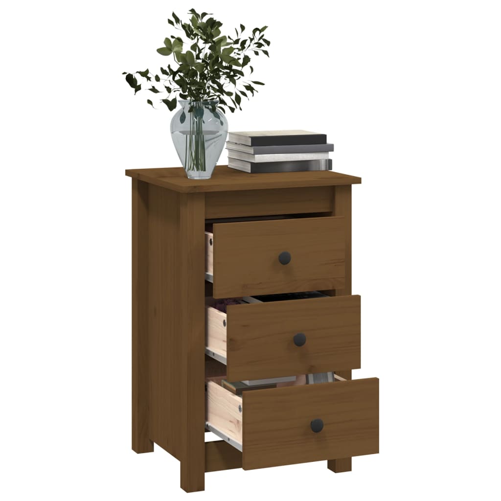 Tables de chevet 2 pcs. marron miel 40x35x61,5 cm en bois de pin massif