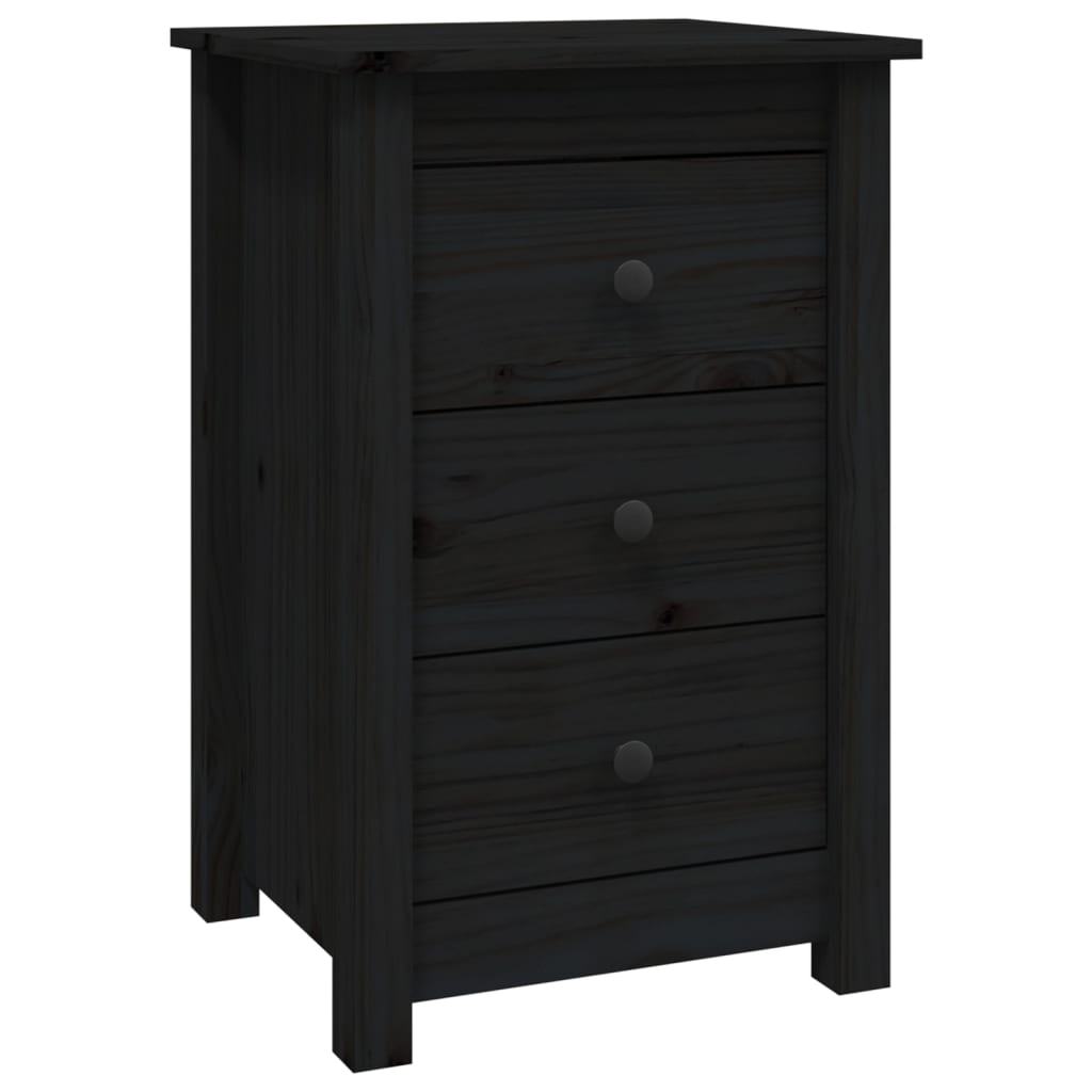 Tables de chevet 2 pcs. Noir 40x35x61,5 cm en bois de pin massif