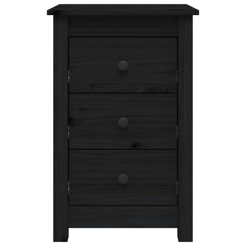 Tables de chevet 2 pcs. Noir 40x35x61,5 cm en bois de pin massif