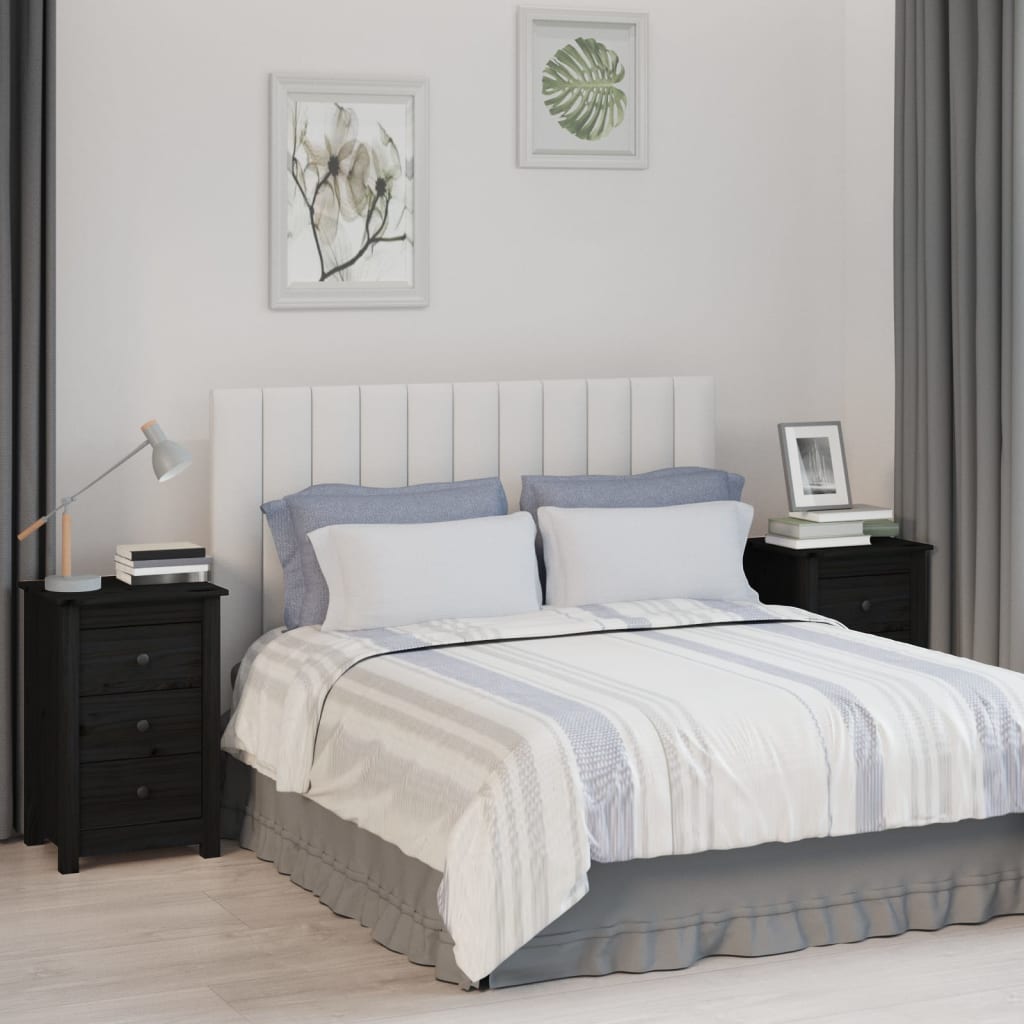 Tables de chevet 2 pcs. Noir 40x35x61,5 cm en bois de pin massif