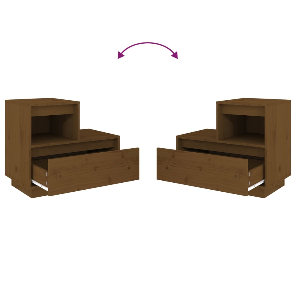 Tables de chevet 2 pcs. marron miel 60x34x51 cm en bois de pin massif