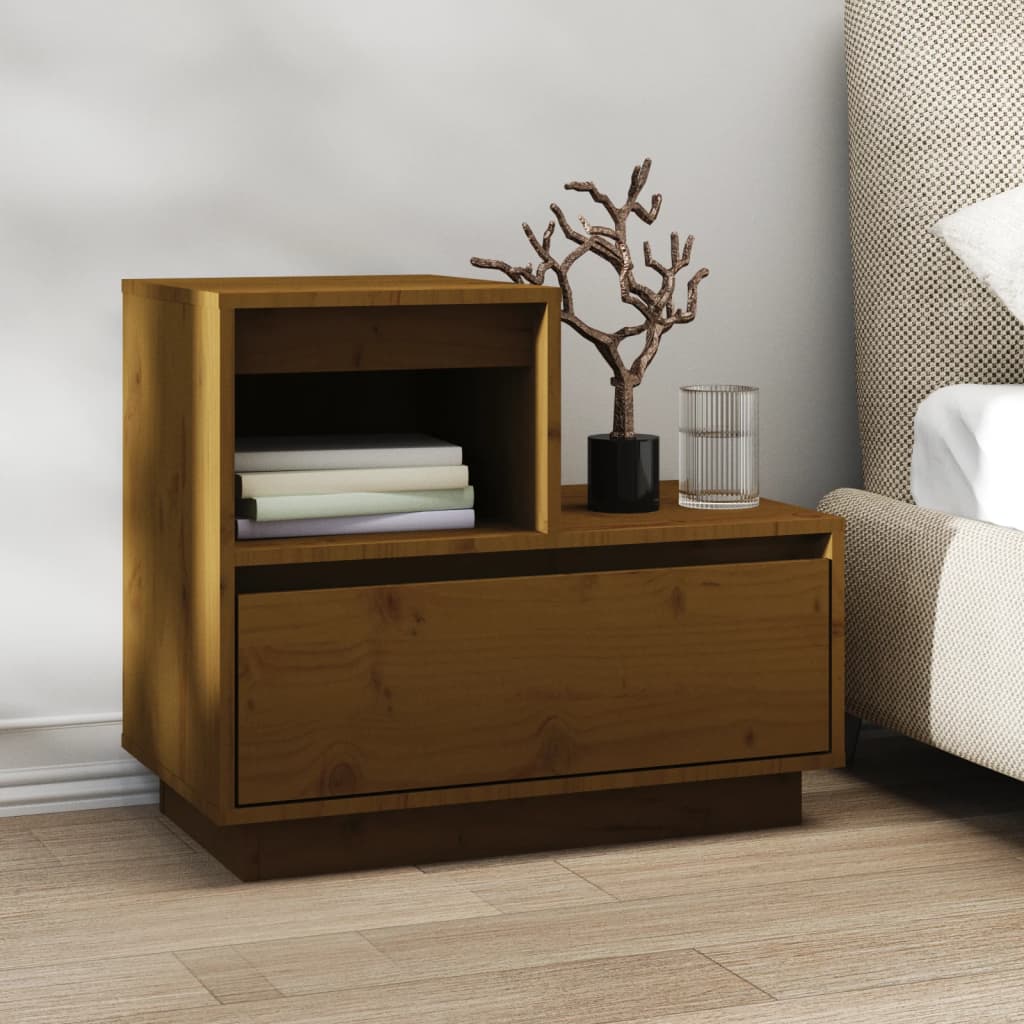 Tables de chevet 2 pcs. marron miel 60x34x51 cm en bois de pin massif