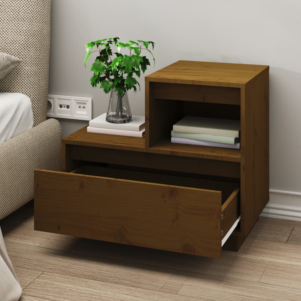 Tables de chevet 2 pcs. marron miel 60x34x51 cm en bois de pin massif