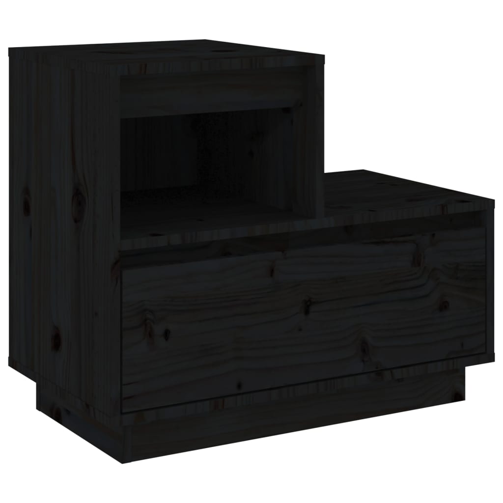 Tables de chevet 2 pcs. Noir 60x34x51 cm en bois de pin massif