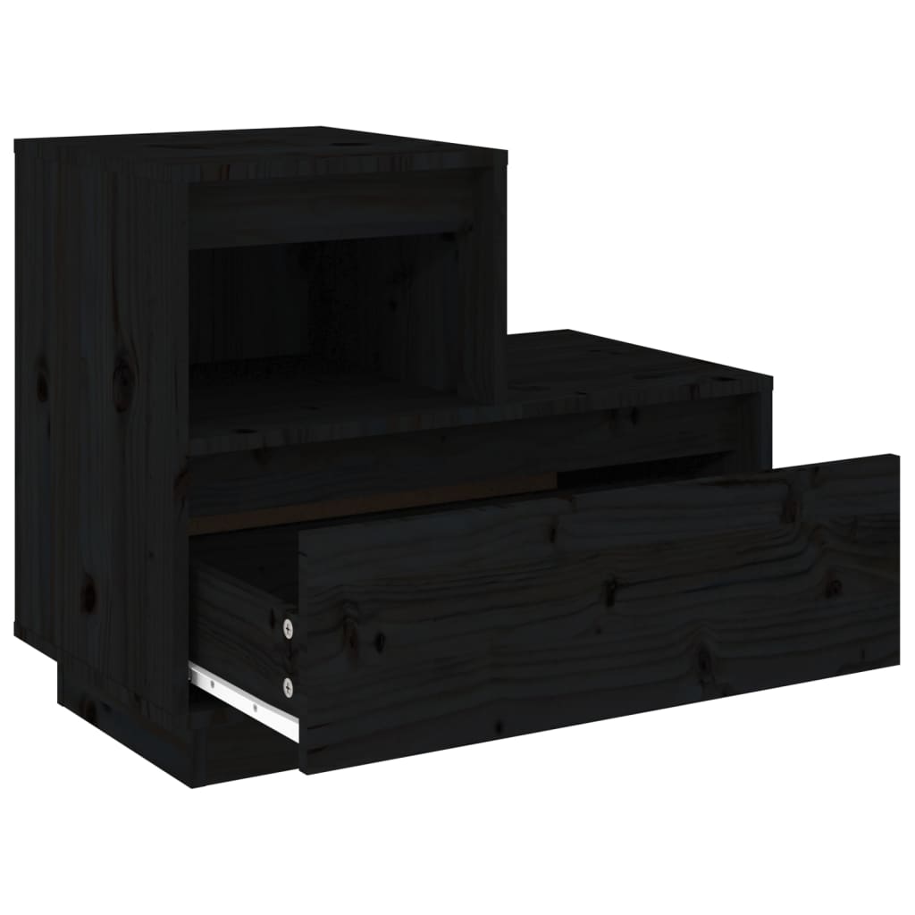 Tables de chevet 2 pcs. Noir 60x34x51 cm en bois de pin massif