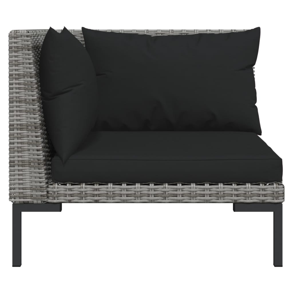 10-tlg. Garten-Lounge-Set mit Kissen Poly Rattan Dunkelgrau