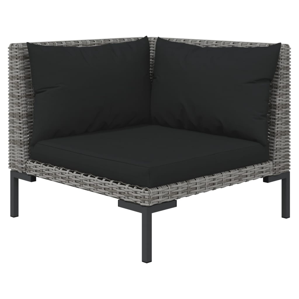 10-tlg. Garten-Lounge-Set mit Kissen Poly Rattan Dunkelgrau