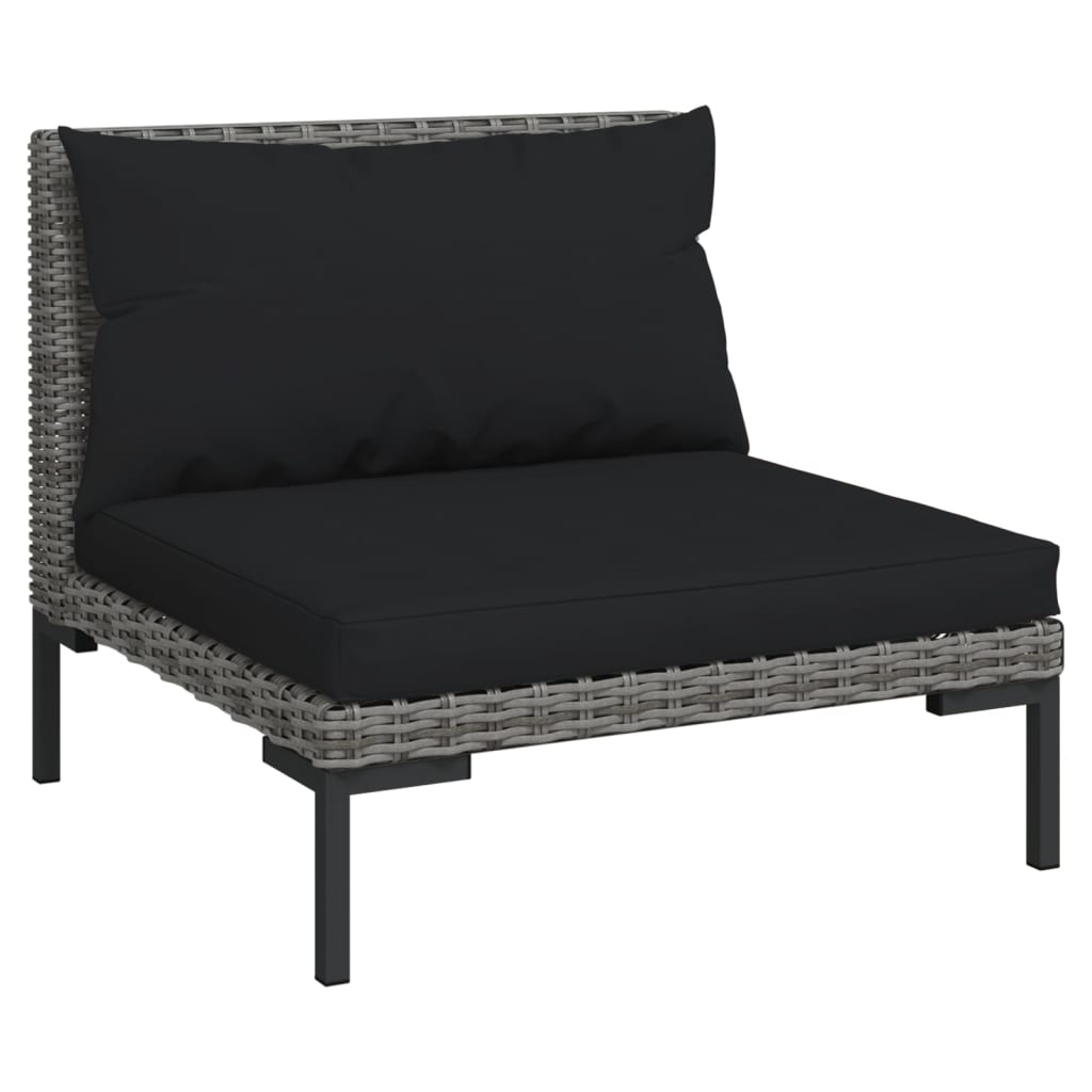 10-tlg. Garten-Lounge-Set mit Kissen Poly Rattan Dunkelgrau