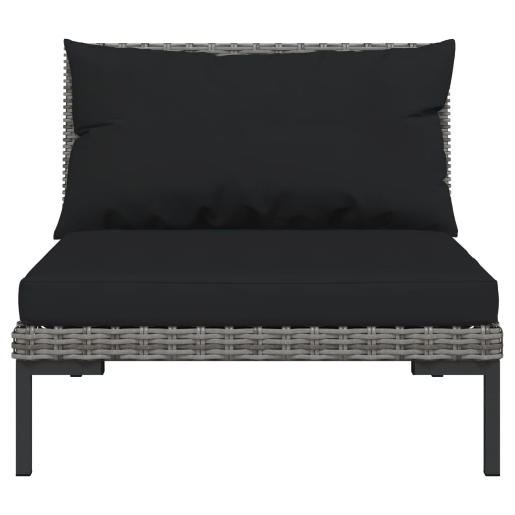 10-tlg. Garten-Lounge-Set mit Kissen Poly Rattan Dunkelgrau