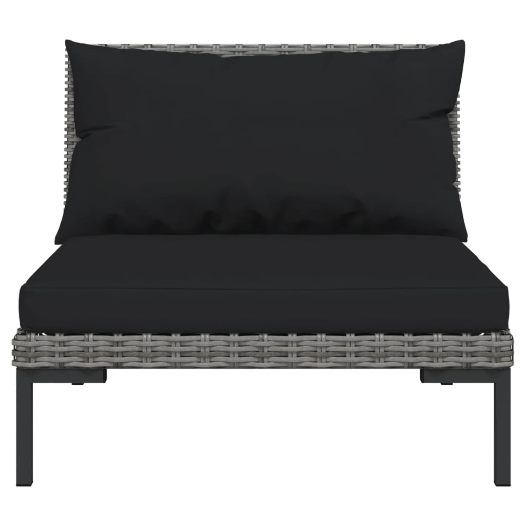 10-tlg. Garten-Lounge-Set mit Kissen Poly Rattan Dunkelgrau