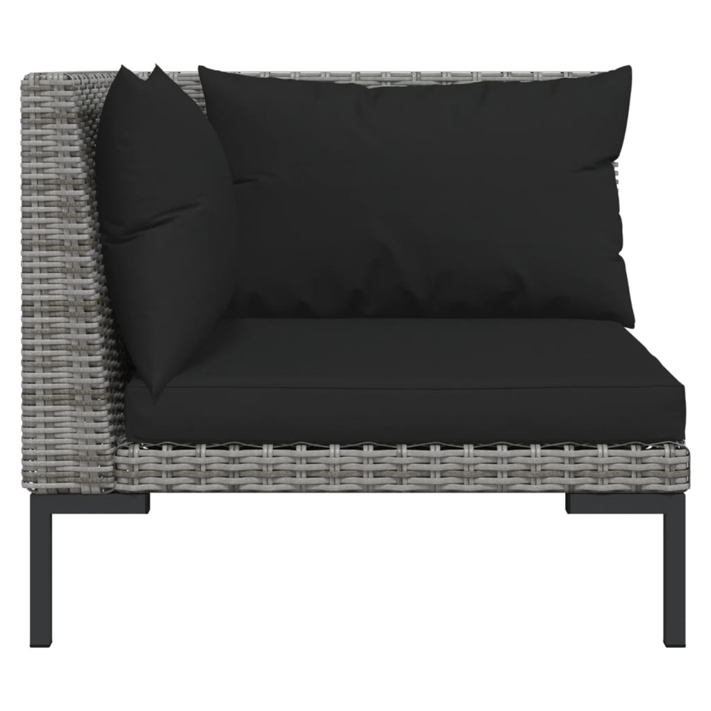 10-tlg. Garten-Lounge-Set mit Kissen Poly Rattan Dunkelgrau