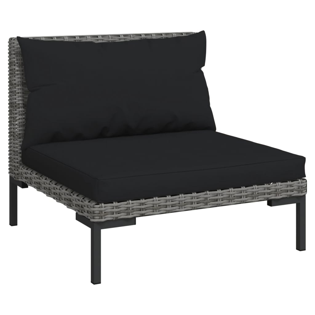 10-tlg. Garten-Lounge-Set mit Kissen Poly Rattan Dunkelgrau