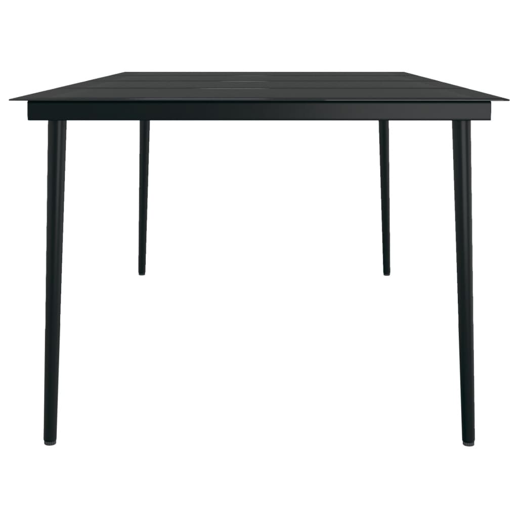 Table à manger de jardin noire 200x100x74 cm acier et verre