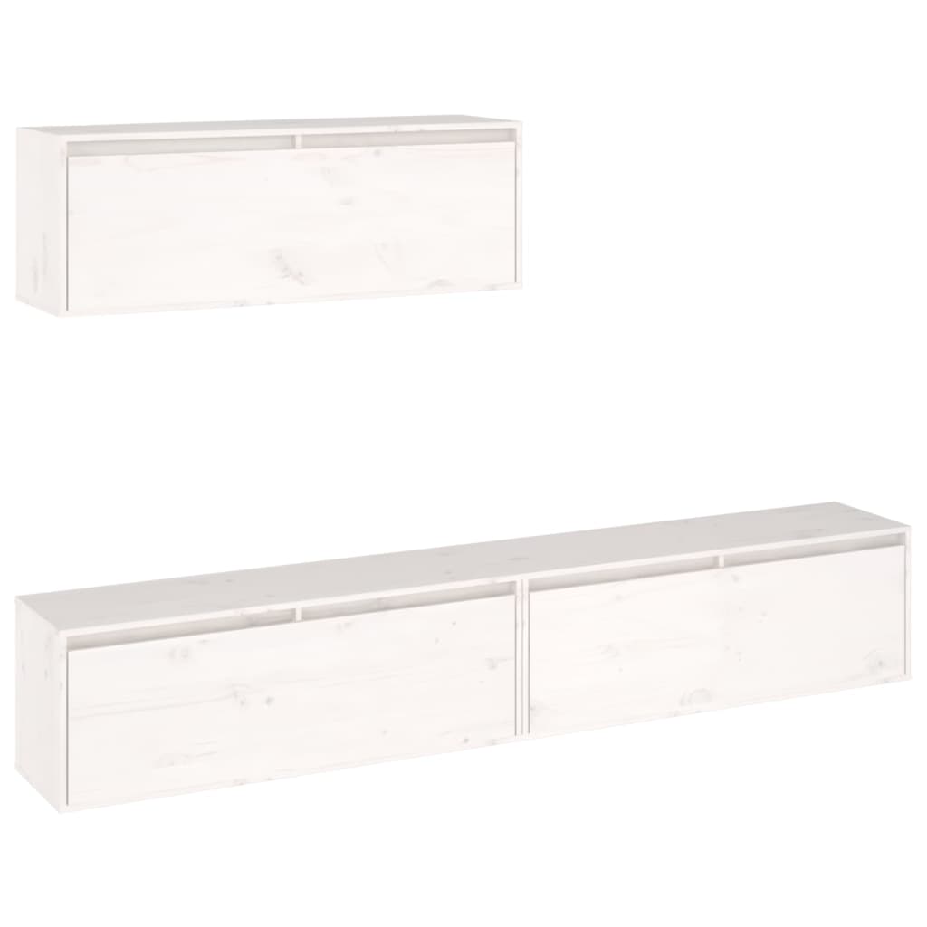 Ensemble de meubles TV 3 pièces en pin massif blanc