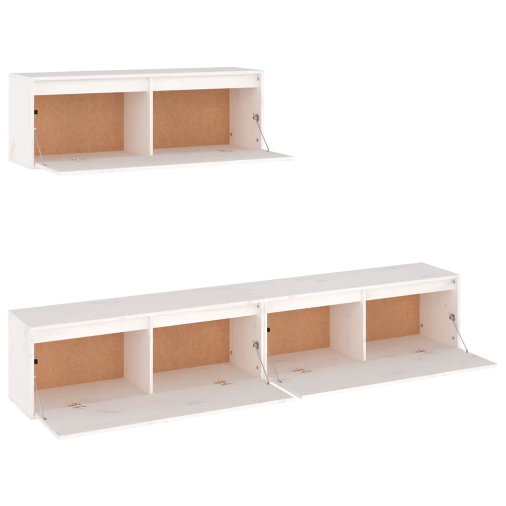 Ensemble de meubles TV 3 pièces en pin massif blanc