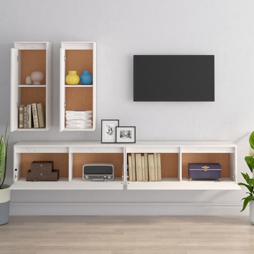 TV cabinets 4 pcs. White solid pine wood
