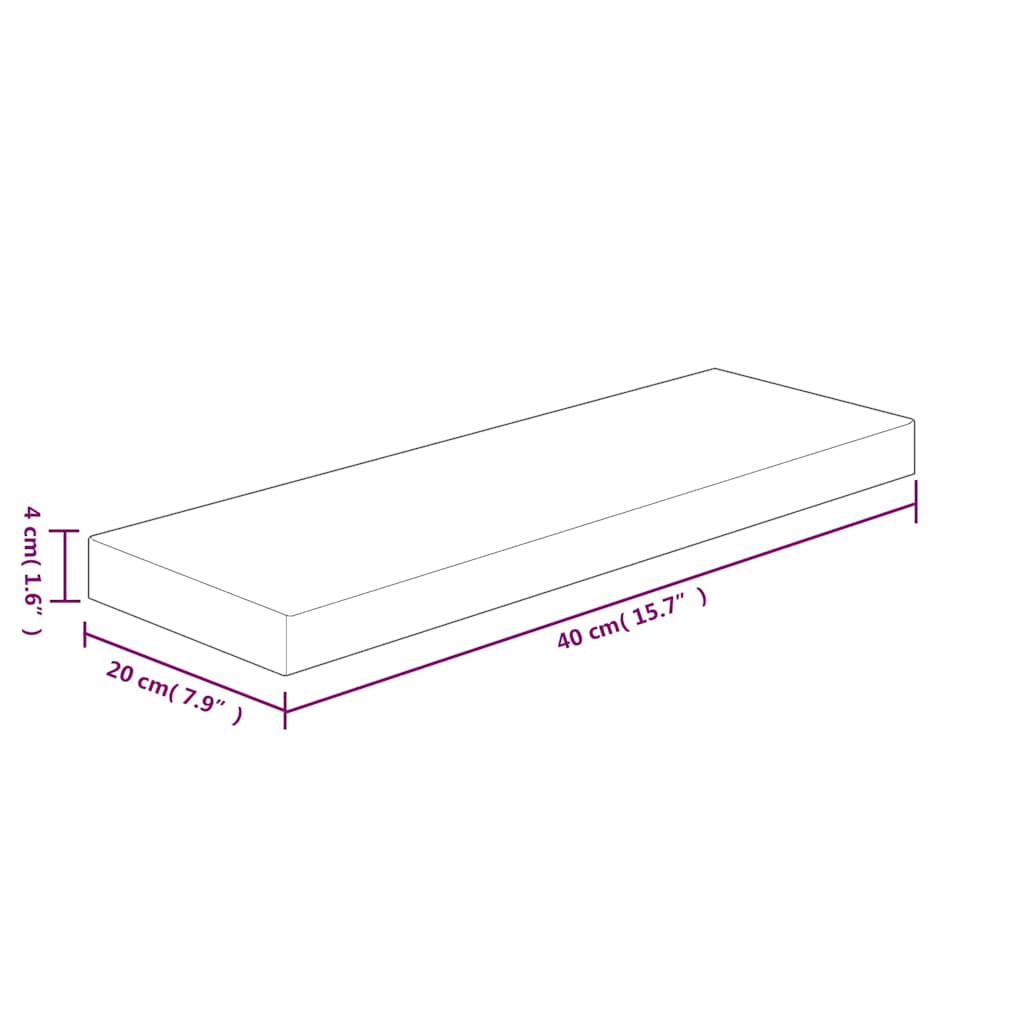 Regalboden 40x20x4 cm Unbehandeltes Massivholz Eiche