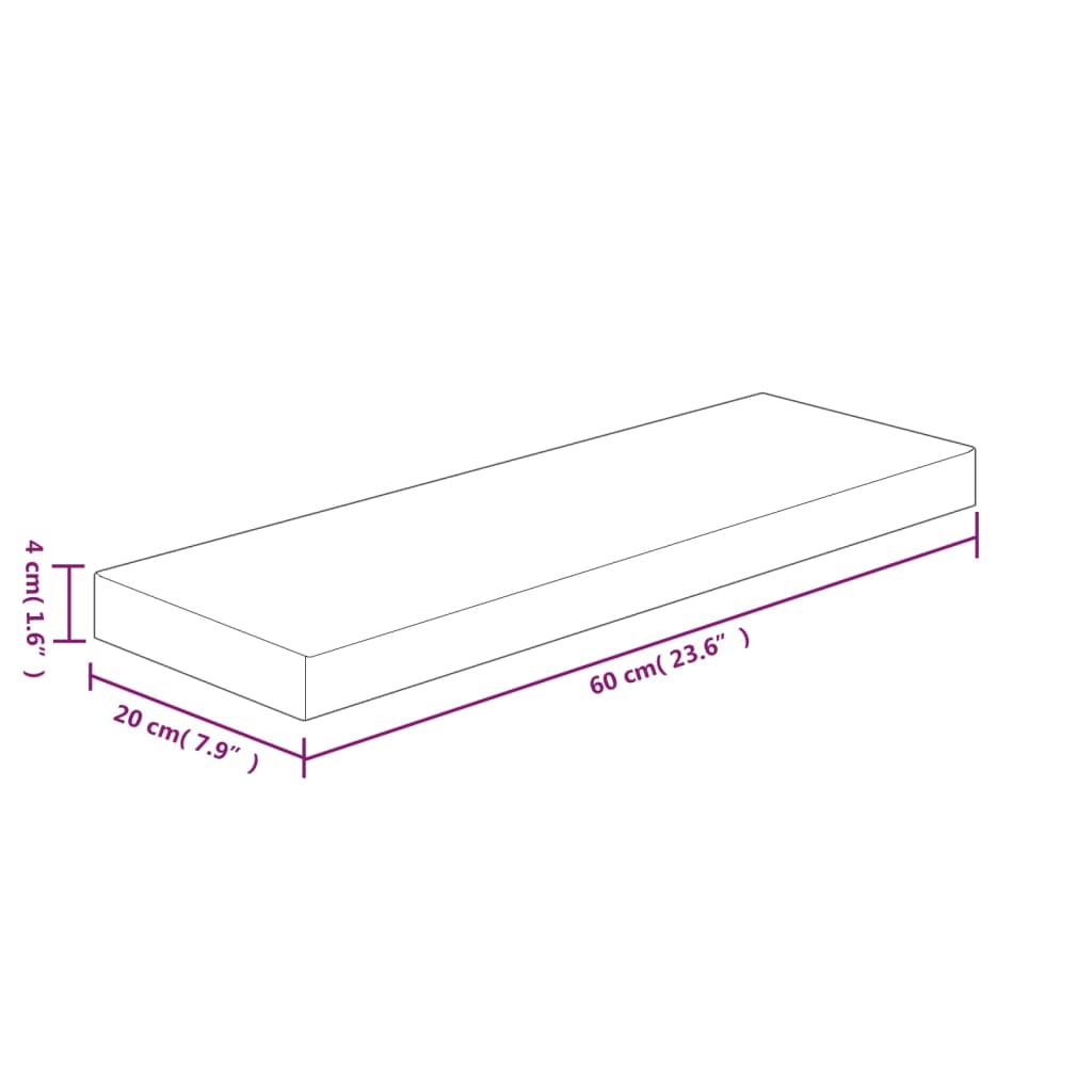 Étagère 60x20x4 cm Chêne massif non traité