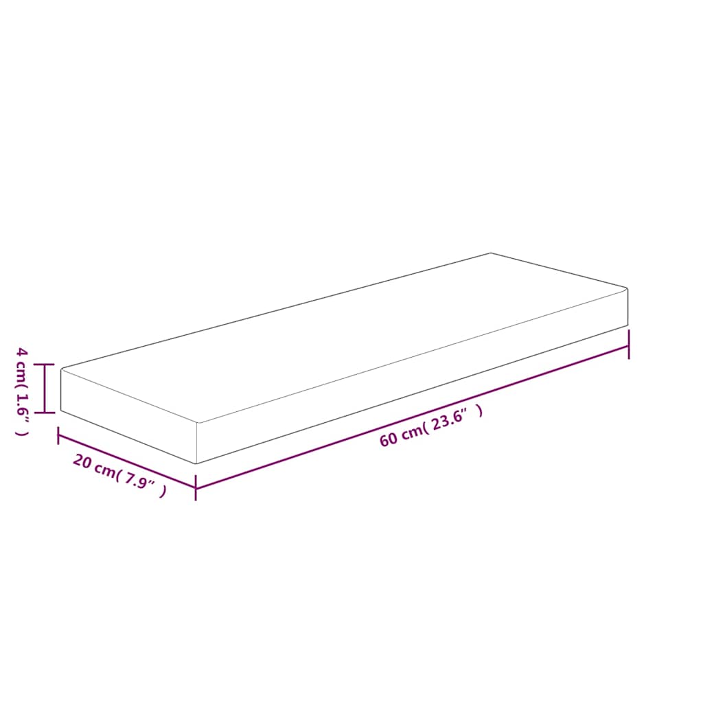 Regalboden 60x20x4 cm Unbehandeltes Massivholz Eiche
