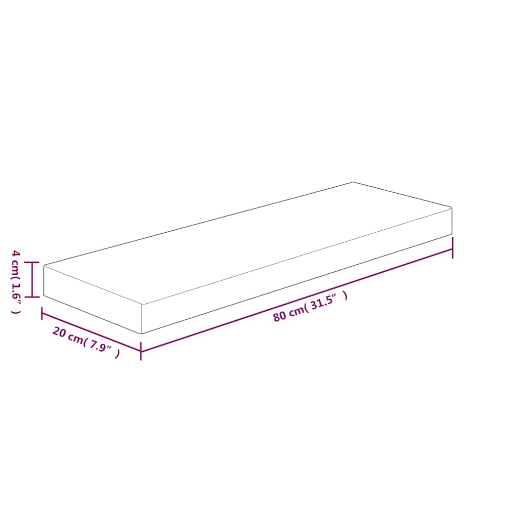 Regalboden 80x20x4 cm Unbehandeltes Massivholz Eiche