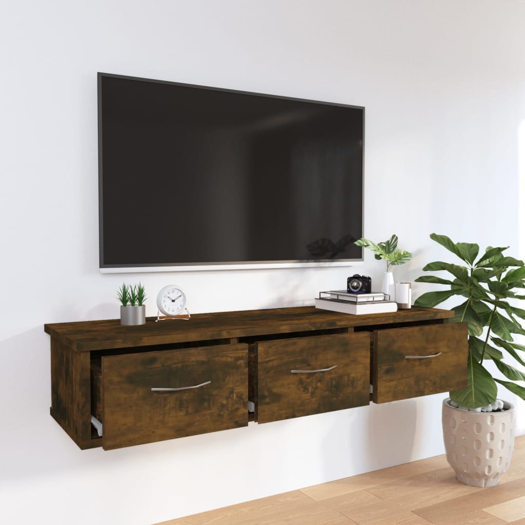 Armoire murale chêne fumé 88x26x18,5 cm matériau bois