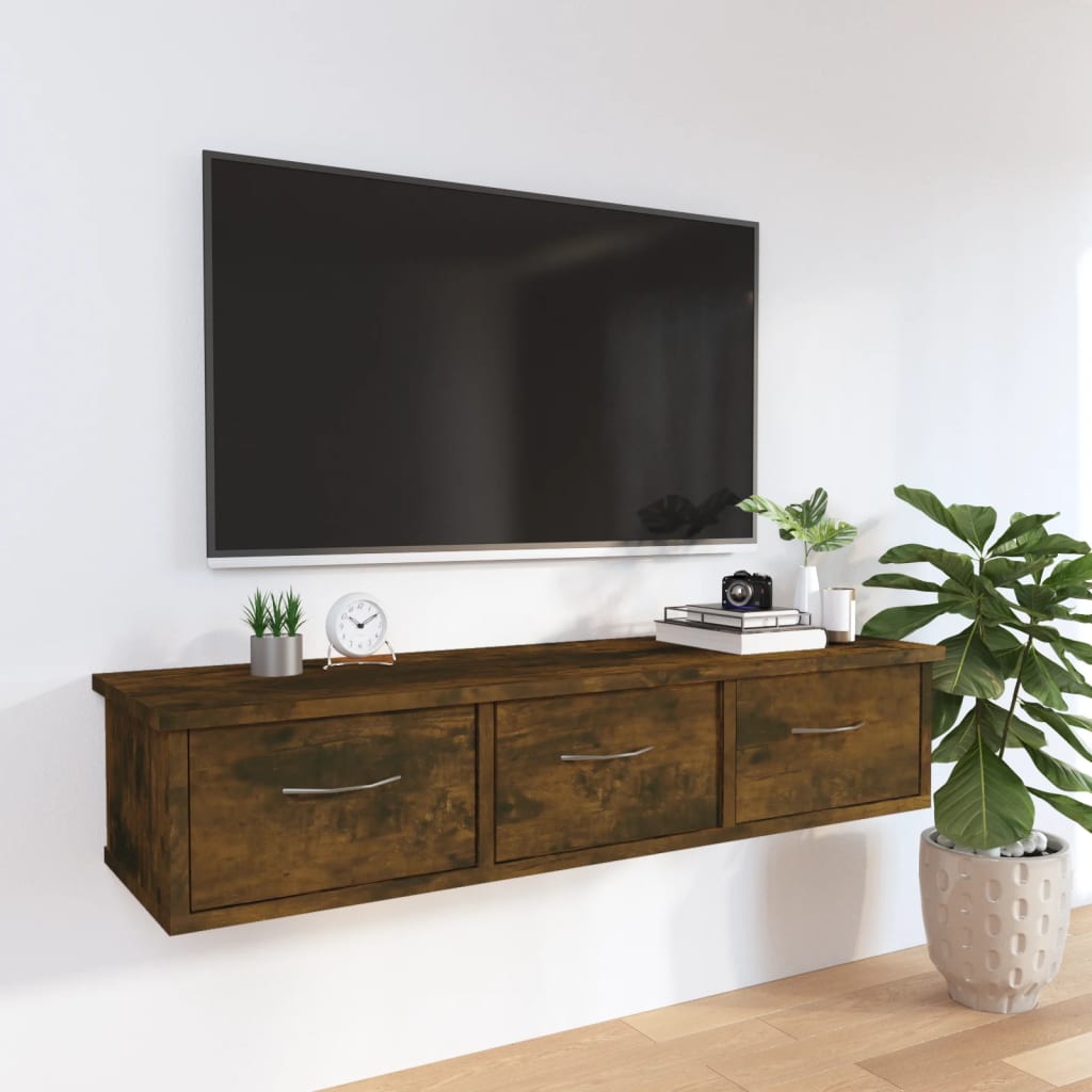 Armoire murale chêne fumé 88x26x18,5 cm matériau bois
